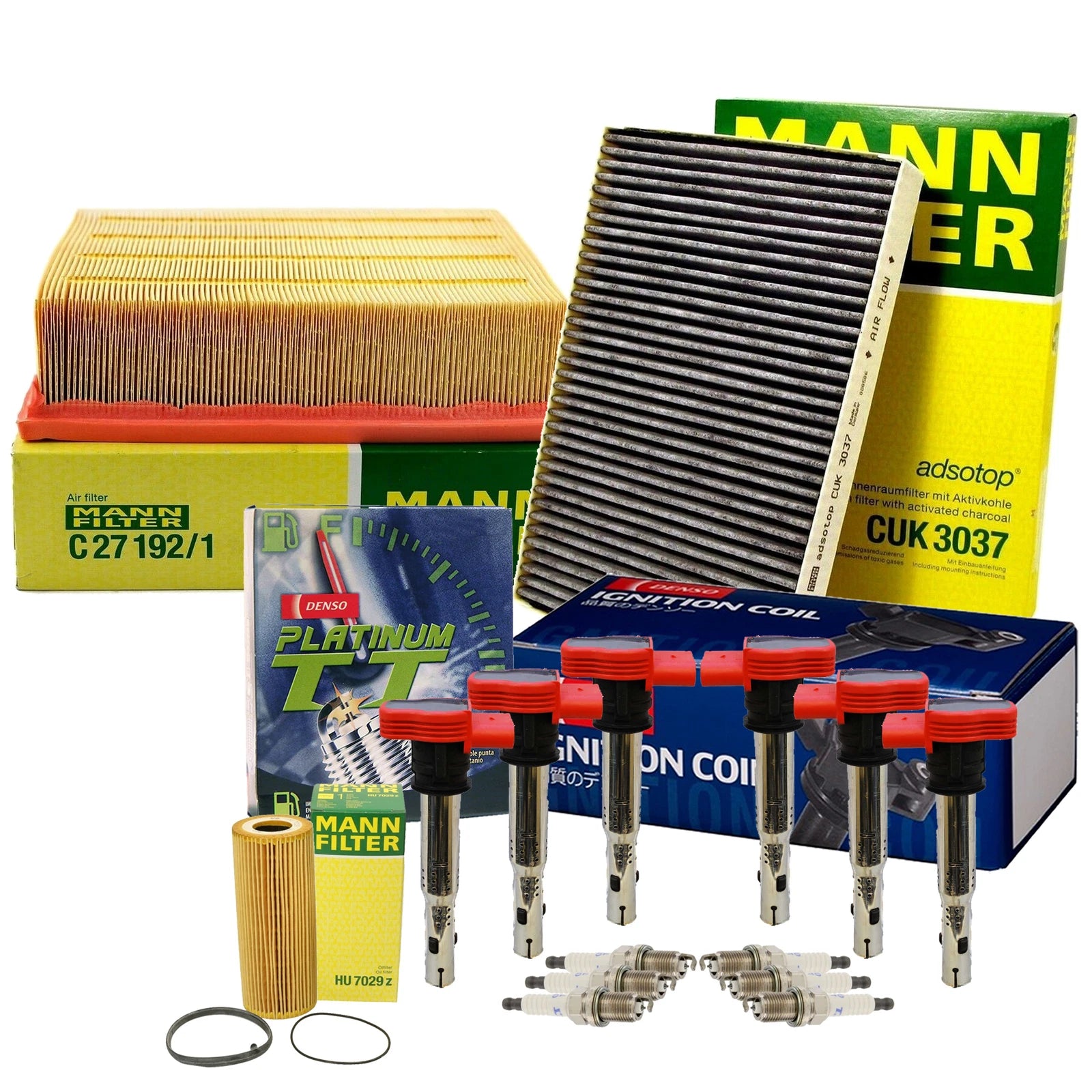 Set of 6 Platinum TT Spark Plugs & Coils for Audi V6 BKH