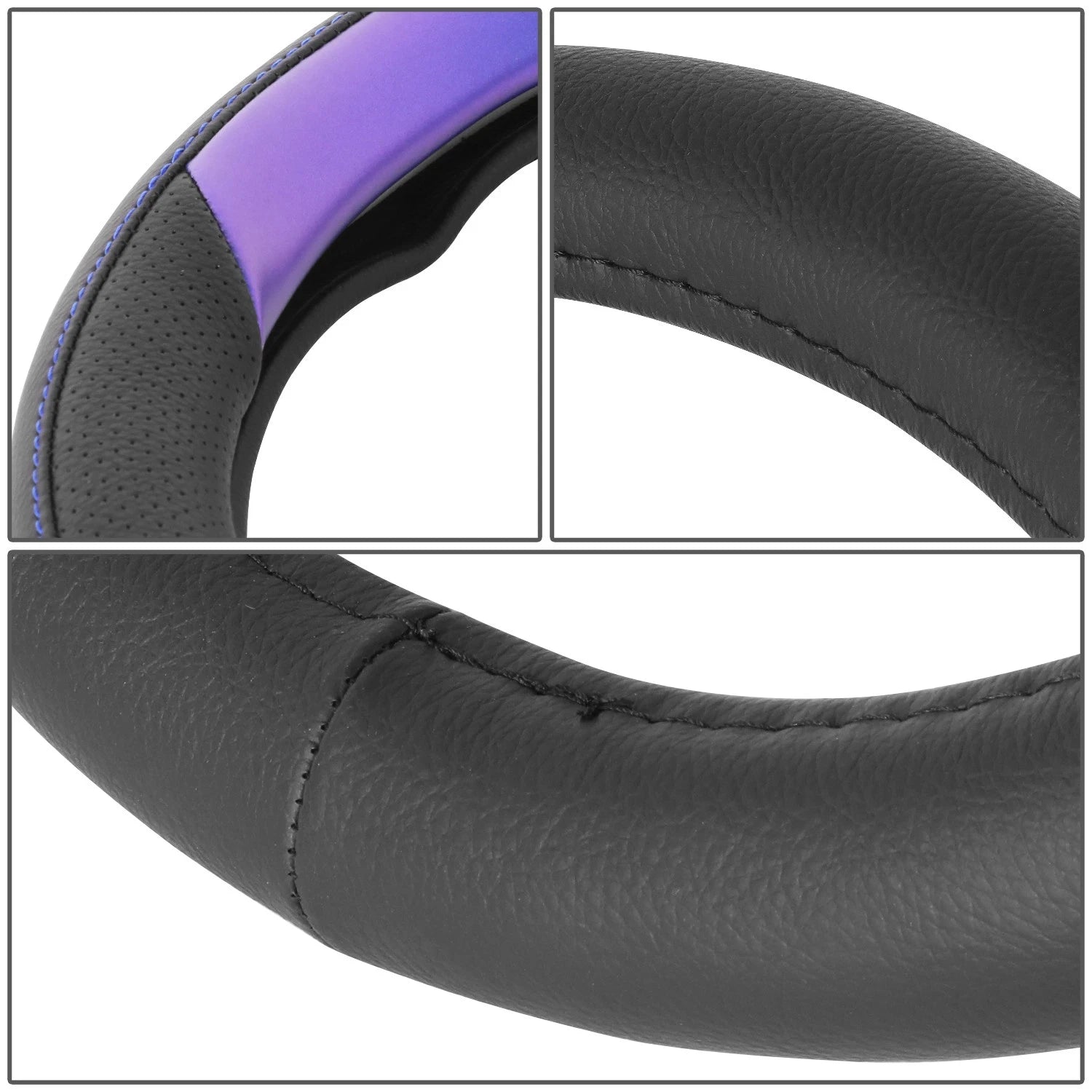 Steering Wheel Cover Perforated Leather w/Metallic Pattern for Universal Fit (14.5"-15")