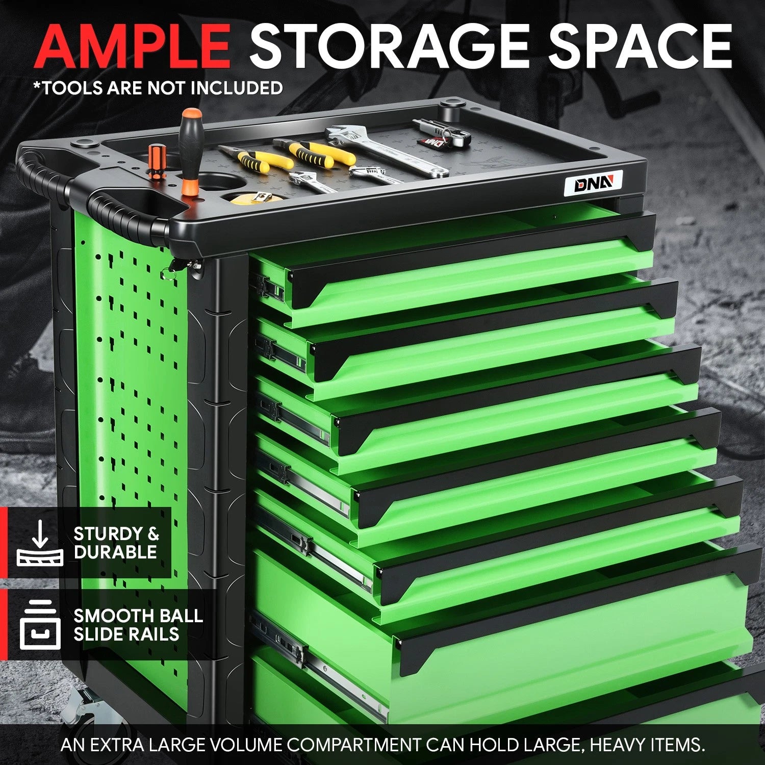 7 Drawer Portable Tool Cabinet with Locking System for Universal Use