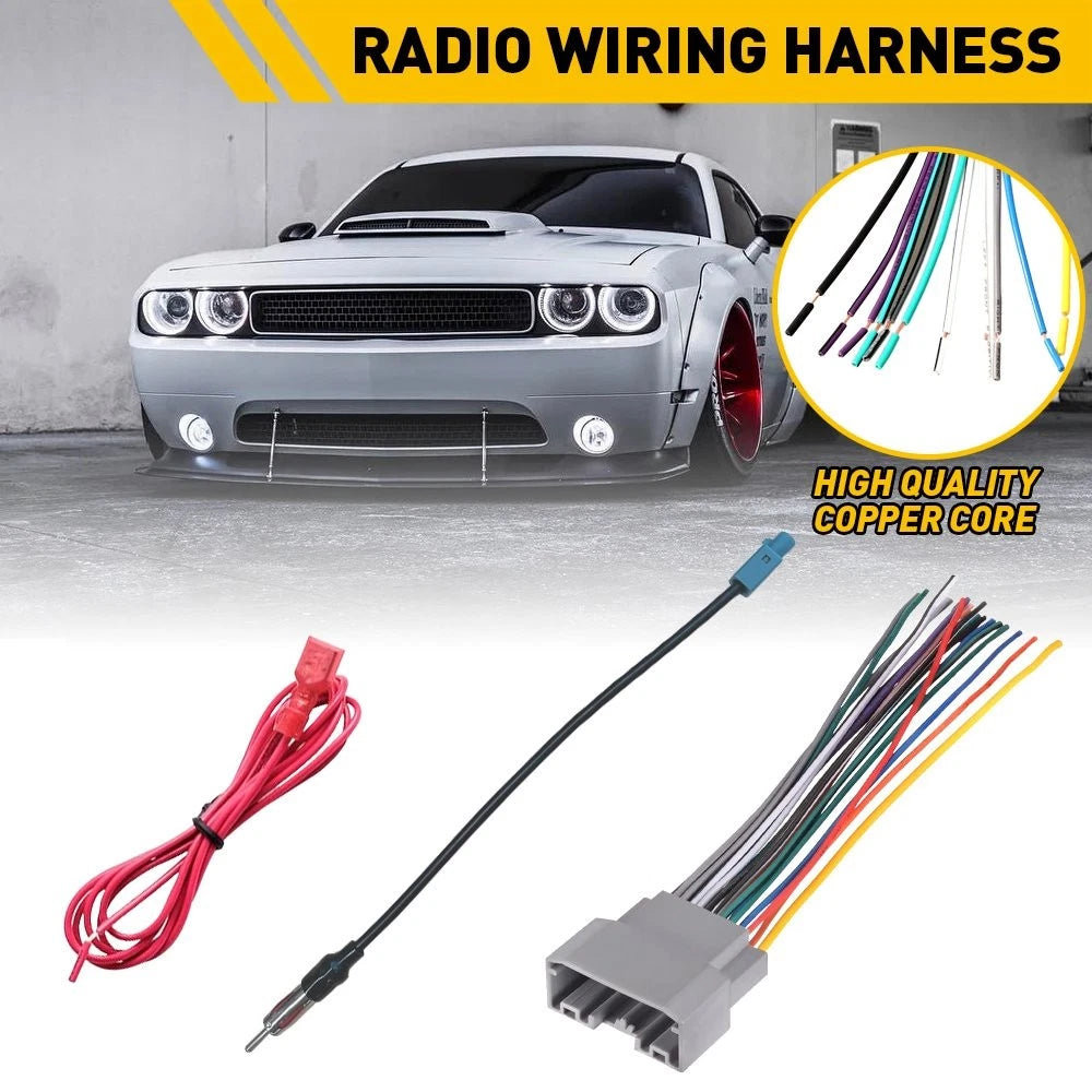 Car Radio Wiring Harness & Antenna Adapter for Dodge Chrysler Jeep (EXV)