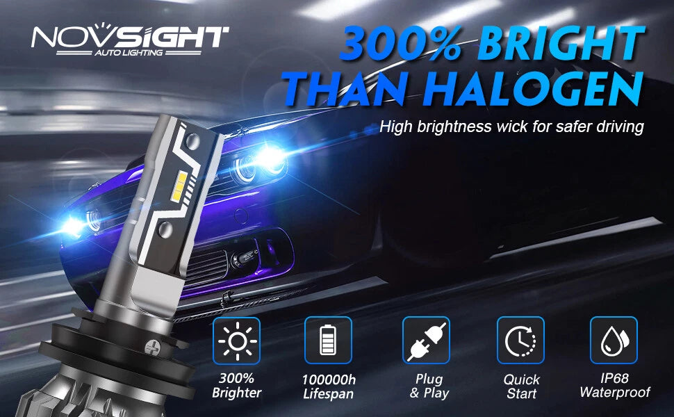 H11 LED Headlight Bulb 10000LM for Chevy Toyota Ford F-150 (2015–2023)
