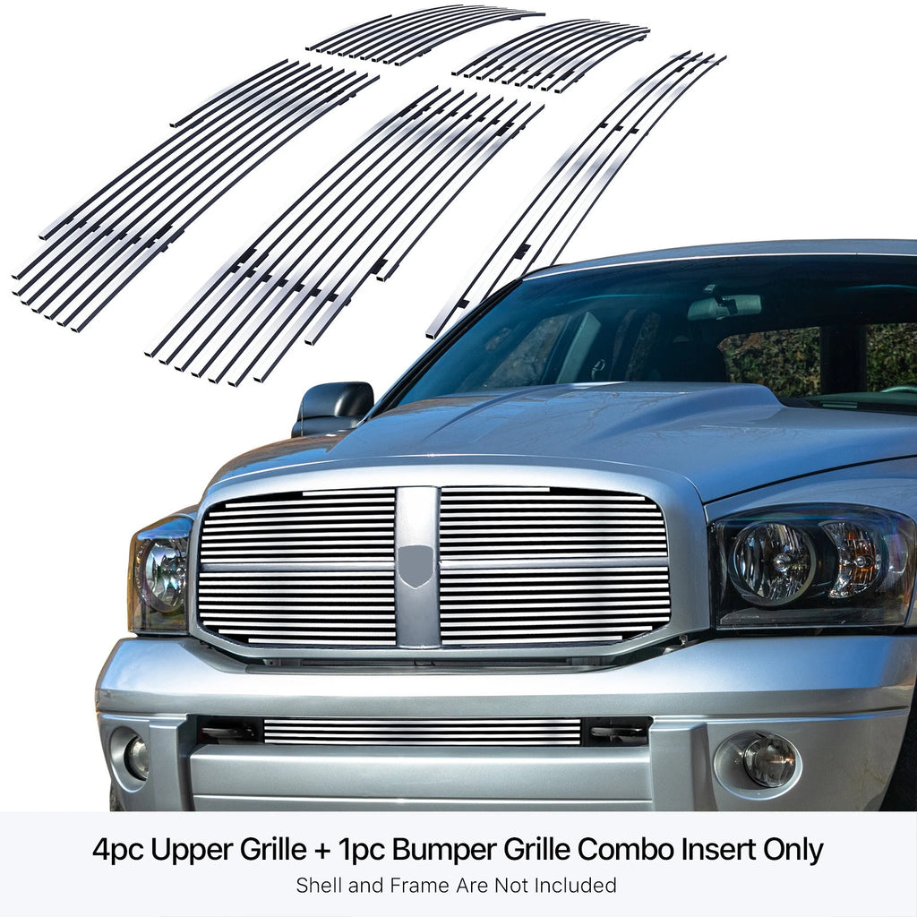 Stainless Chrome Horizontal Billet Grille Insert for Dodge Ram (2006-2008)