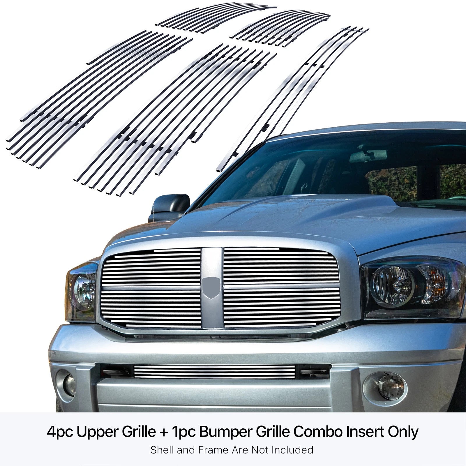 Stainless Chrome Horizontal Billet Grille Insert for Dodge Ram (2006-2008)