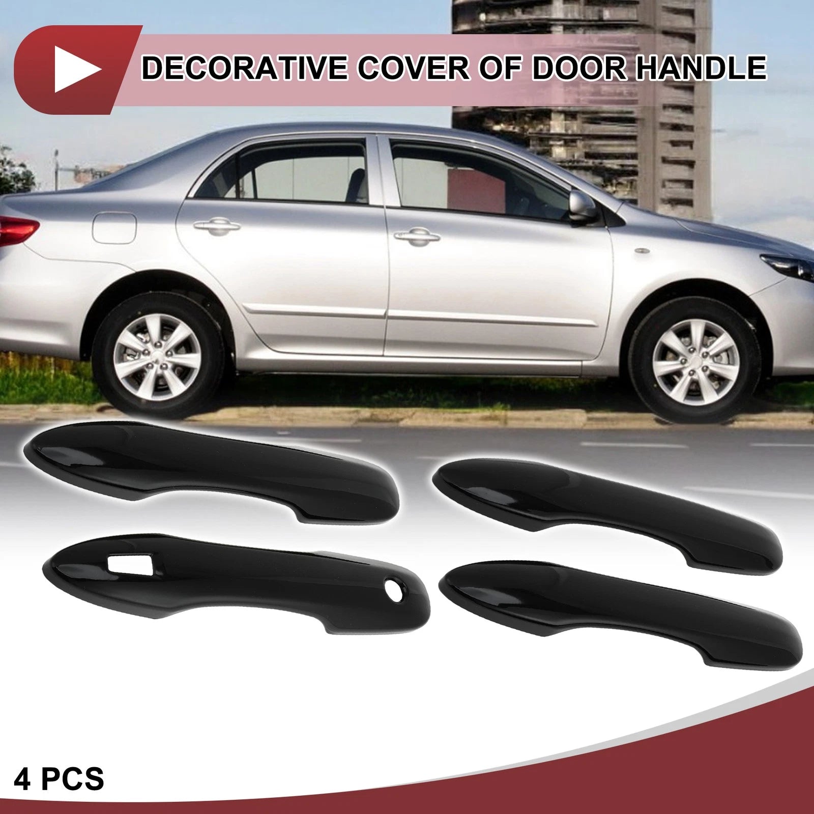 Set of 4 Door Handle Covers for Toyota Camry (2018–2024) Gloss Black ABS