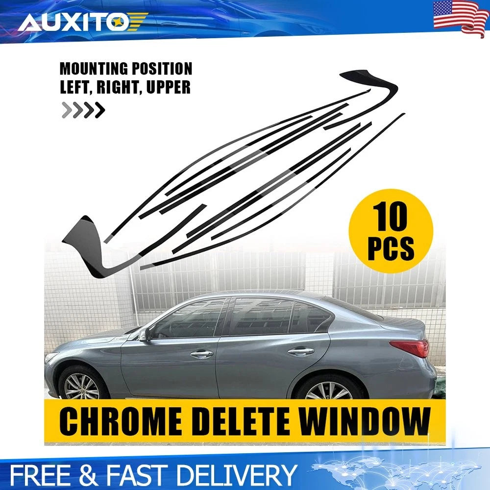Set of 4 Side Window Chrome Delete Covers for Infiniti Q50 (2014–2024)