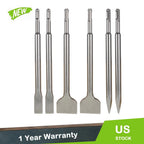 Set of 6 Concrete Drill Bits with Point Chisel + 20mm & 40mm Flat Chisel