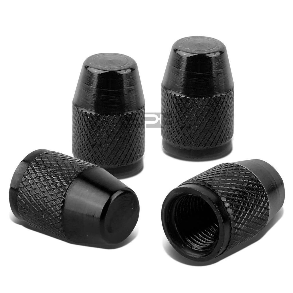 Set of 4 Aluminum Tire Rim Valve Air Port Dust Cover Stem Caps RT007 Black for Universal
