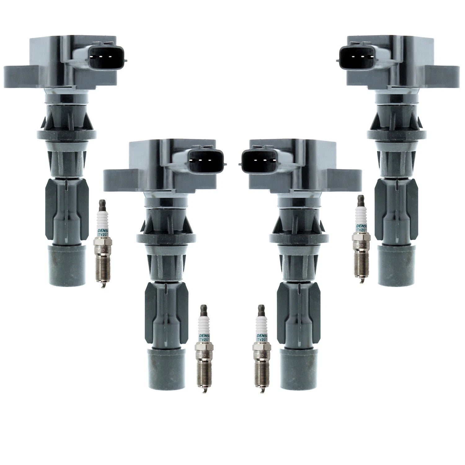 Set of 4 Ignition Coils & Iridium Spark Plugs for Mazda 3 6 CX-7 MX-5 (2004–2015)