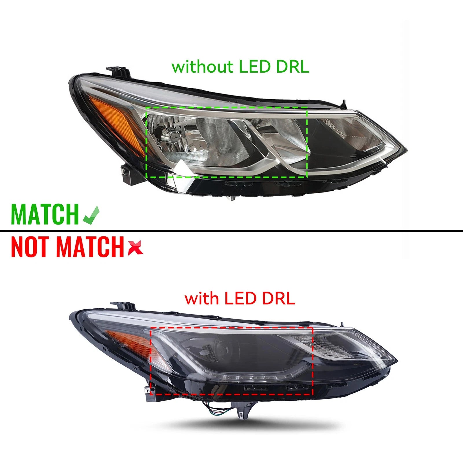 Passenger Headlight for Chevrolet Cruze (2016–2019) RH, Halogen, Bulb