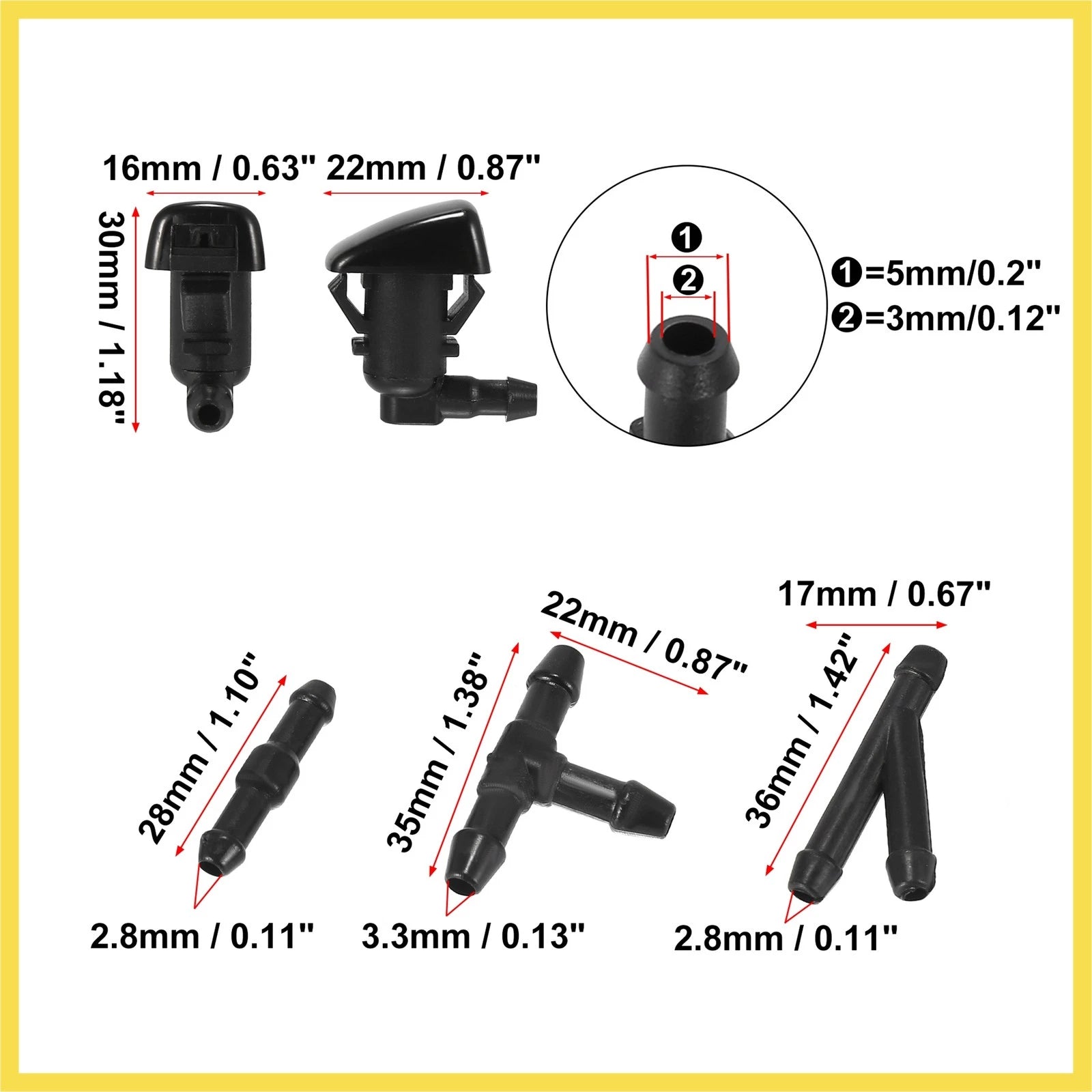 Front Windshield Washer Nozzles Kit for Ford Focus (2008–2009) 8S4Z17603AA