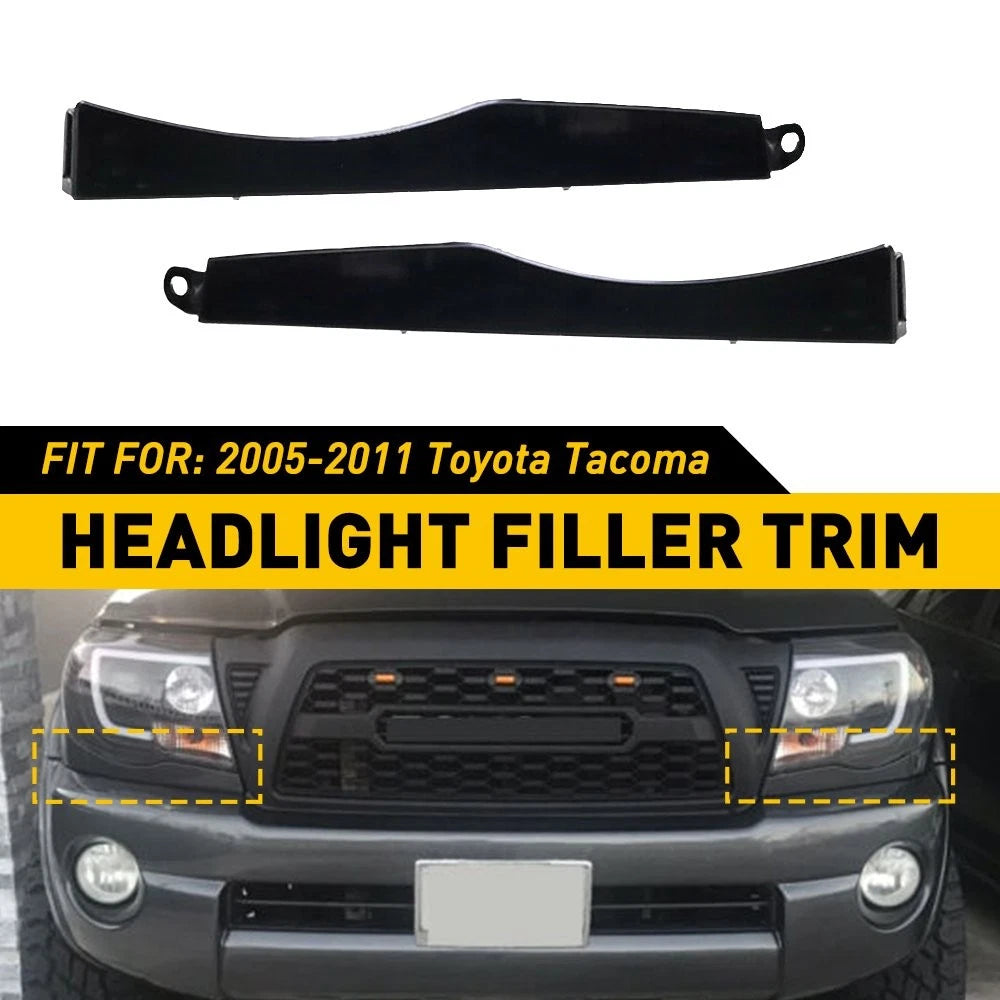 2X Front Bumper Headlight Filler Trim Panel Set for Toyota Tacoma (2005–2011) EOH