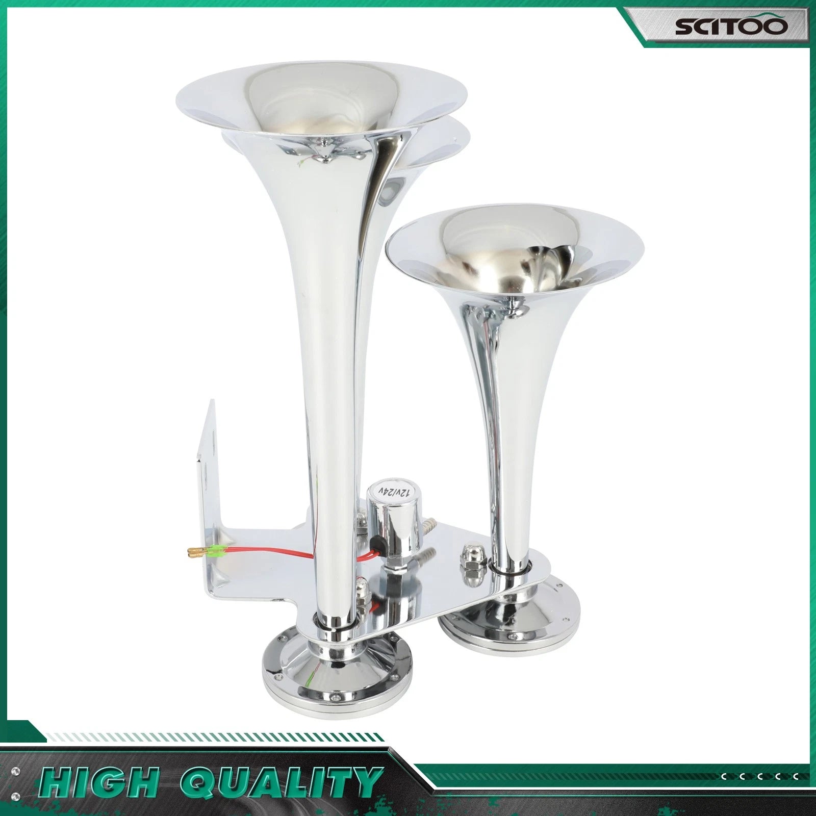 3 Trumpet Train Horn Kit for Truck Van Car Boat (Electric Air Horn 152DB)