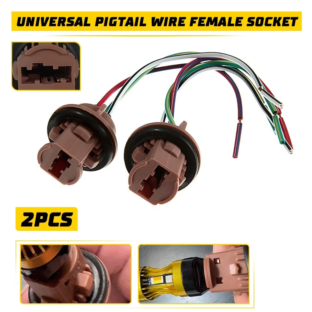 Universal Pigtail Wire Female Socket 7443 Harness for Front Signal Connector