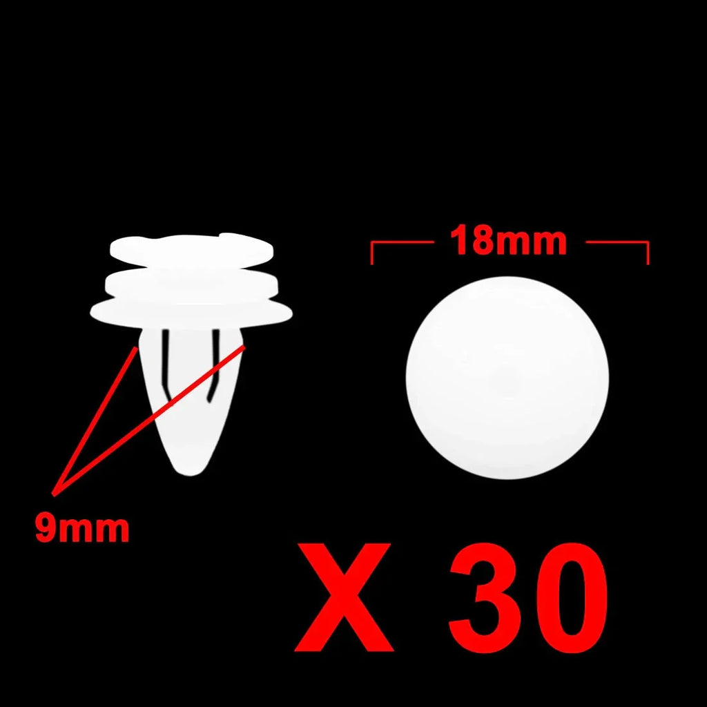 9mm White Plastic Rivets Clips Door Bumper Fastener for BMW