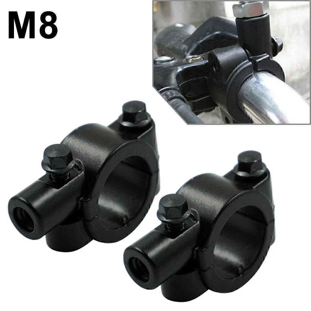 25MM M8 Black Motorcycle Handlebar Mirror Mount Holder Clamp