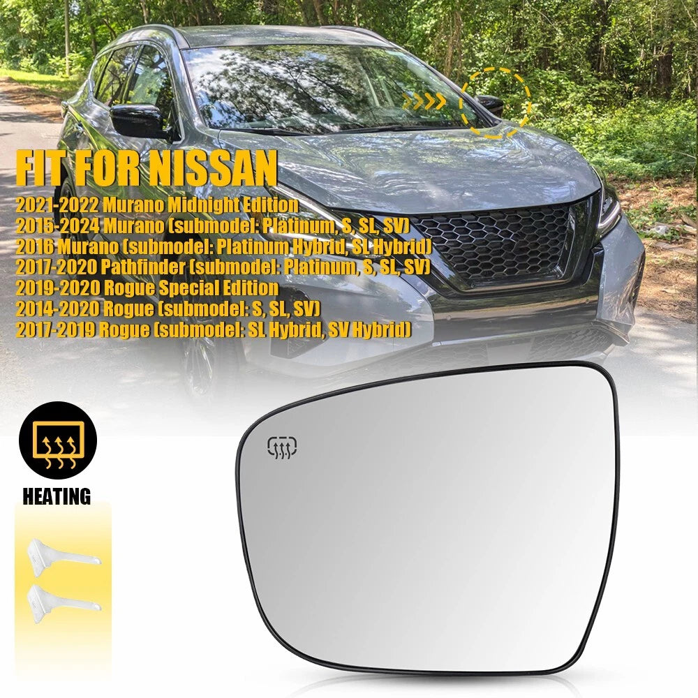 Power Heated Driver Mirror Glass for Nissan Rogue (2014–2020)