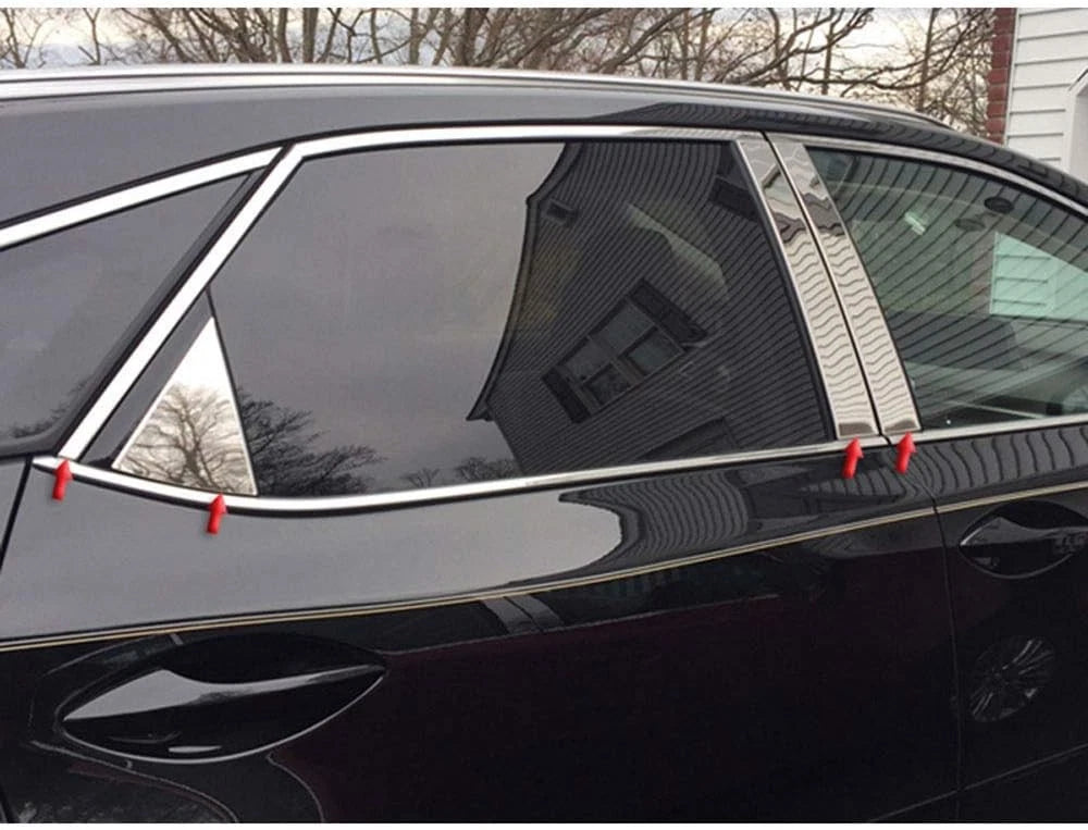 8pc. Luxury FX Stainless Pillar Post Trim w/Triangles for 2016-2022 Lexus RX350