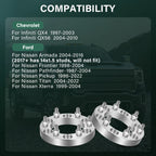 Set of 4 Wheel Spacers 1" Thick 6x5.5 12x1.25 for Nissan Armada (2005–2015)