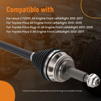 Complete CV Joint Axles Front for Toyota Prius (2010–2015) 66-5392 66-5393