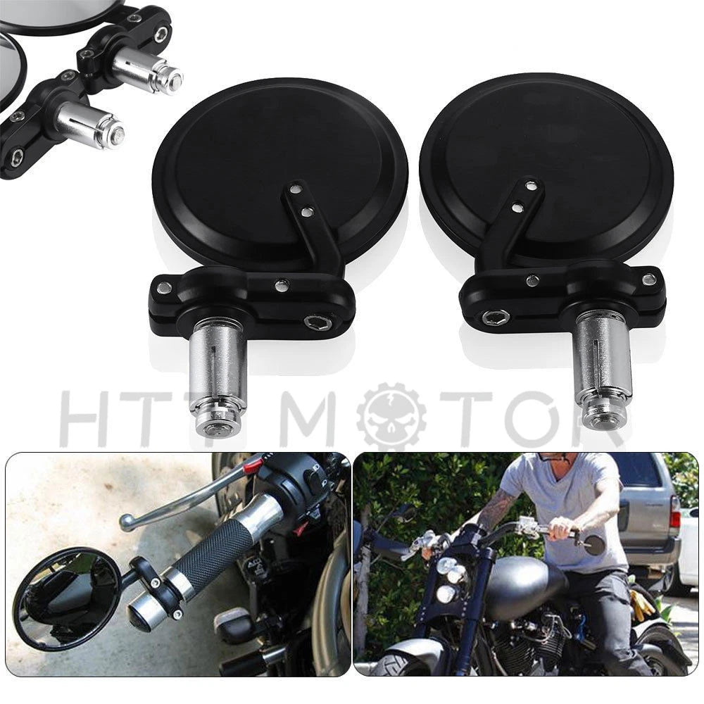 Set of 2 Black Round Handlebar End Mirrors for Honda Grom125 (2014–2020)