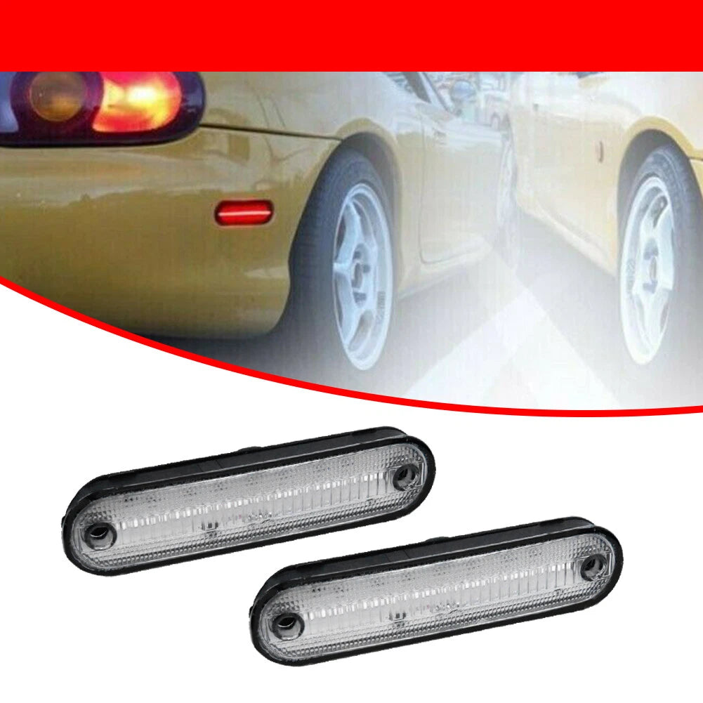 2X Clear Lens Red LED Rear Side Marker Lights for Mazda MX-5 Miata (1990–2005)