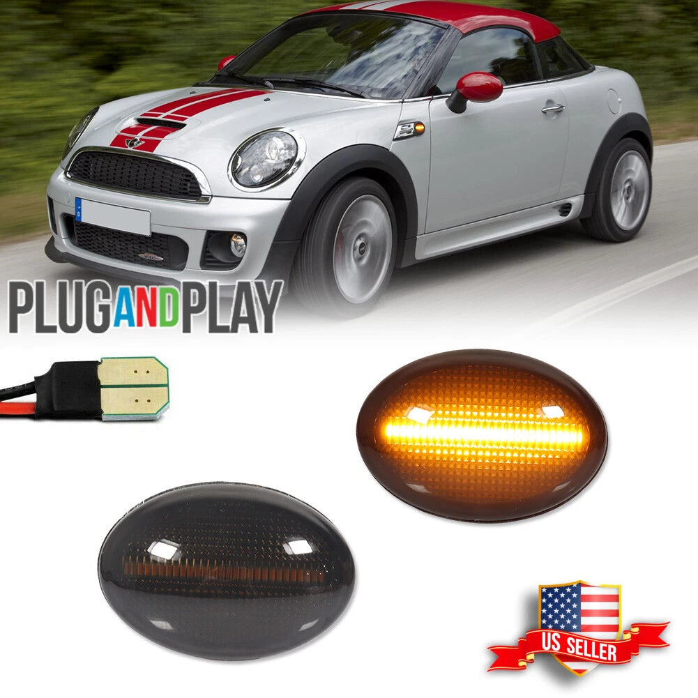 Smoked Amber LED Fender Side Marker Lights for MINI Cooper (R55–R59)