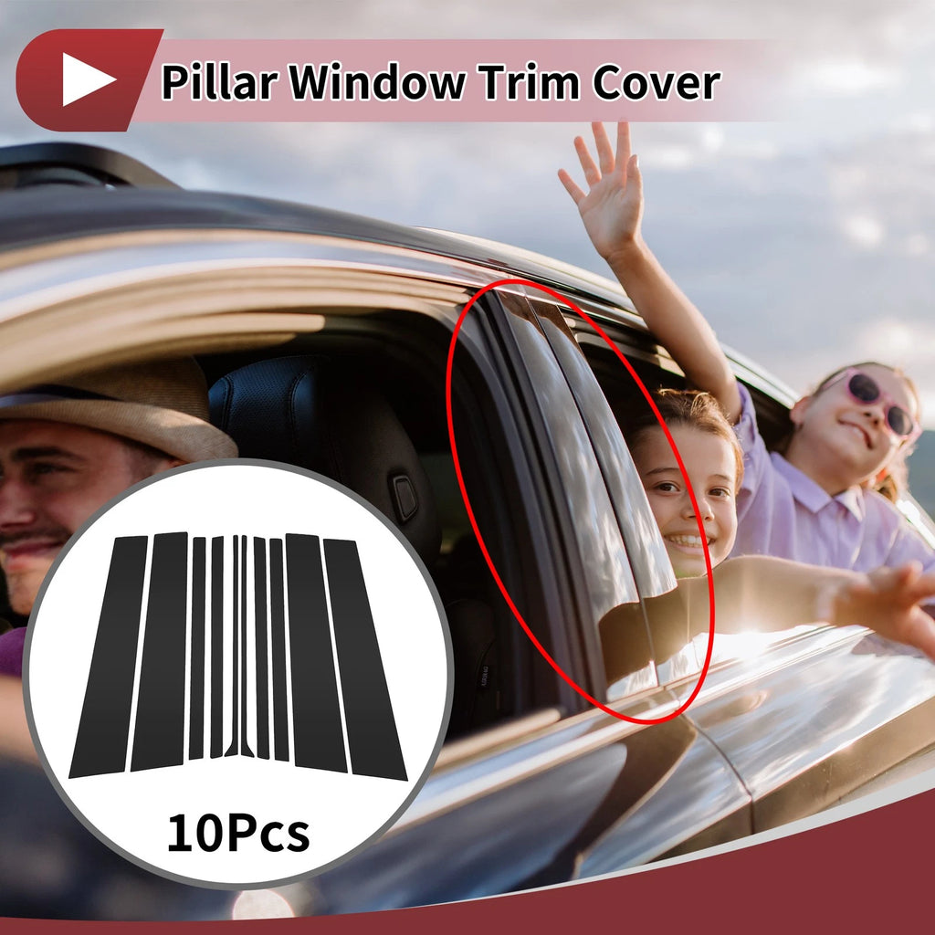 10 Pcs Door Pillar Window Trim for Mercedes-Benz GLS (2020–2022) Black