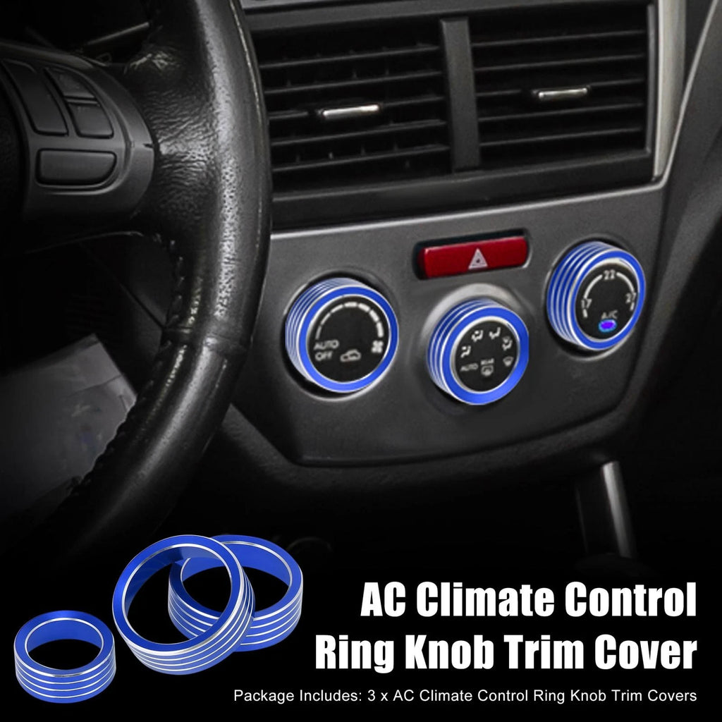 3pcs Blue AC Climate Control Knob Trim Cover for Subaru Forester (2019–2021)