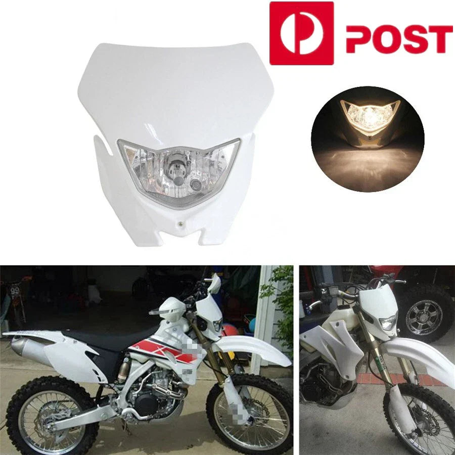 White Face Motorcycle Headlight Kit 12V H4 Bulb for Dirt Bike