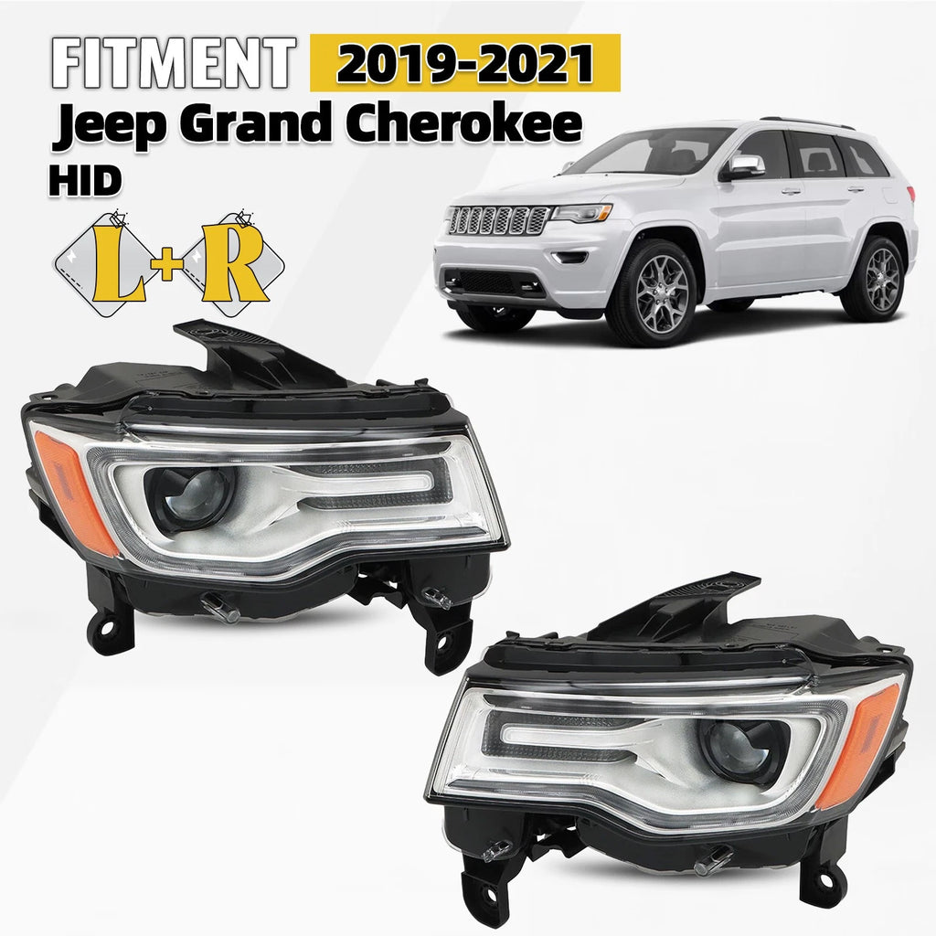 HID/Xenon Headlight Set for Jeep Grand Cherokee (2019–2021) Chrome Left + Right