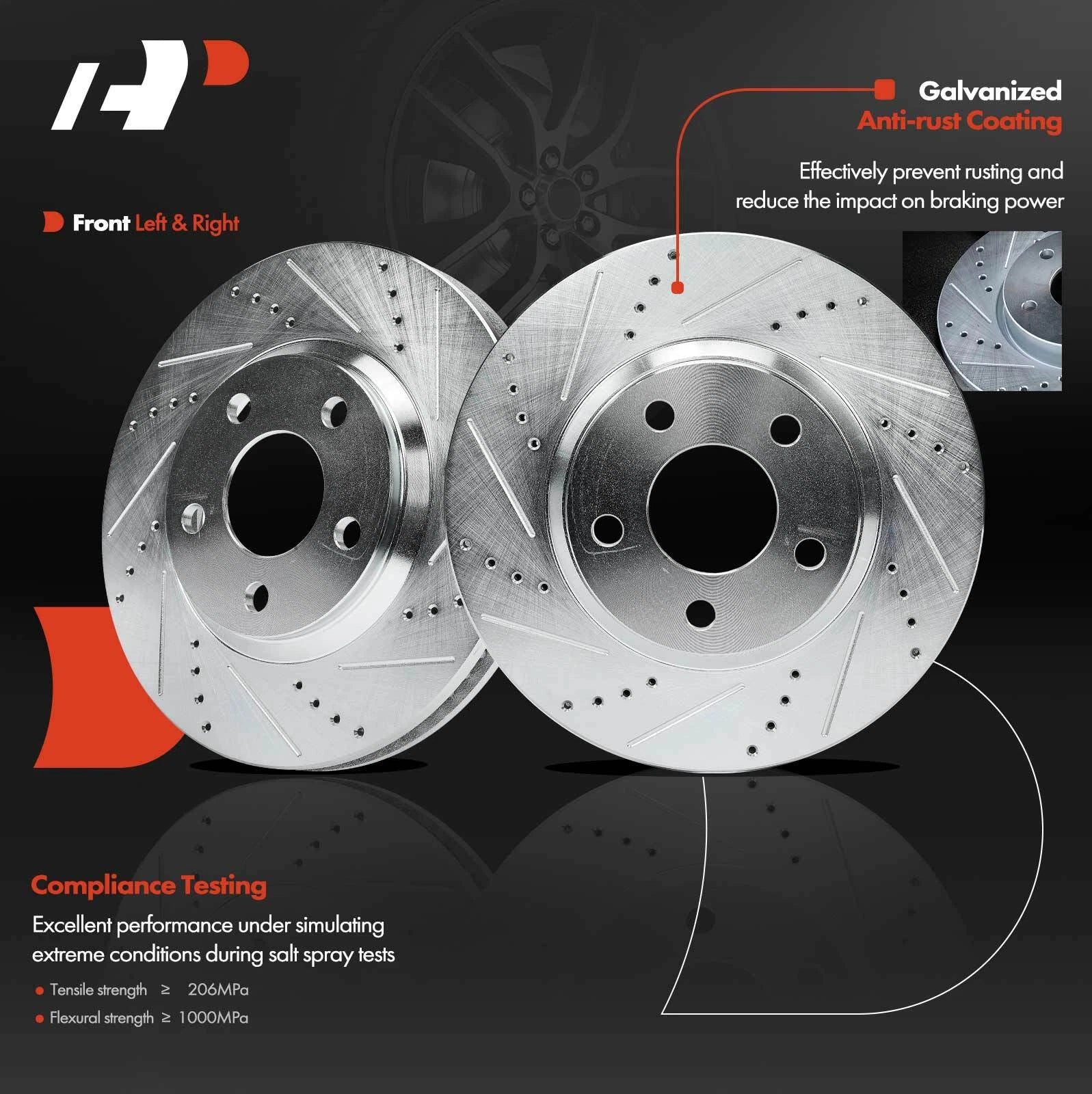 Front Drilled Brake Rotors for Chevrolet Impala/Buick (2000-2005)