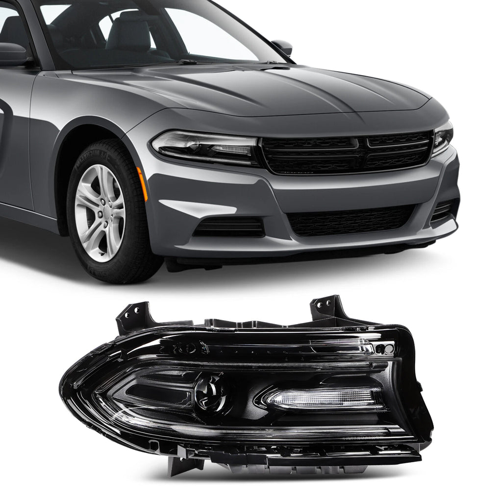 Right Side Headlight Assembly for Dodge Charger (2015–2023) Black Housing