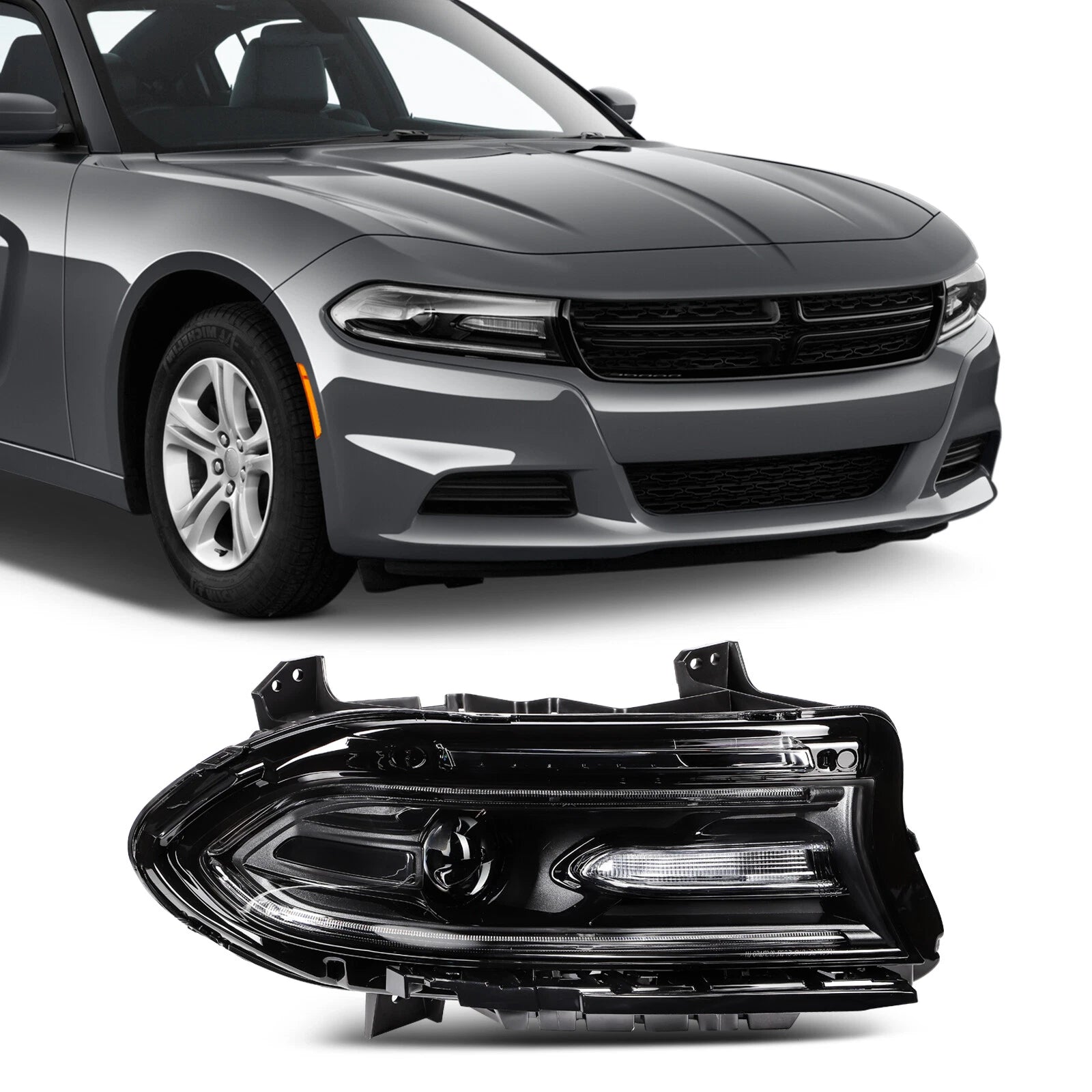 Right Side Headlight Assembly for Dodge Charger (2015–2023) Black Housing