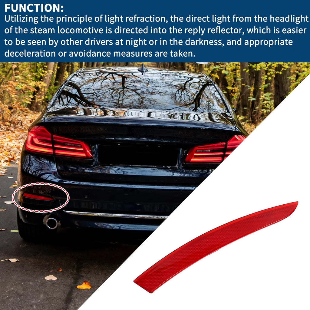 Bumper Reflector No. 63147318557 for BMW 535i GT (2014–2017) Red