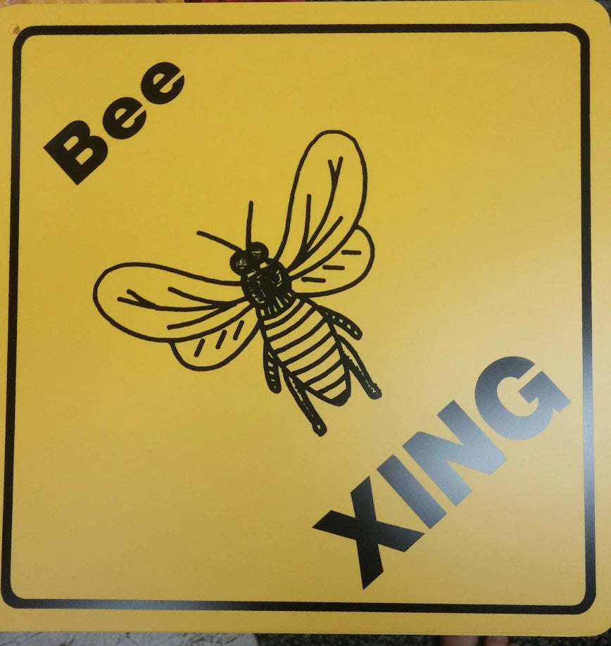 Caution Bee Crossing Sign for XING Honey Hive (Plastic)