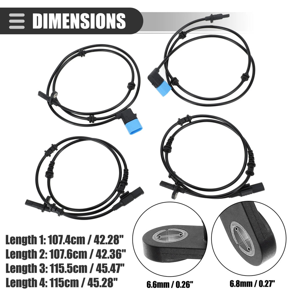 Set of 4 ABS Sensors for Mercedes-Benz CLA45 (No. 2465402510/2469059402)
