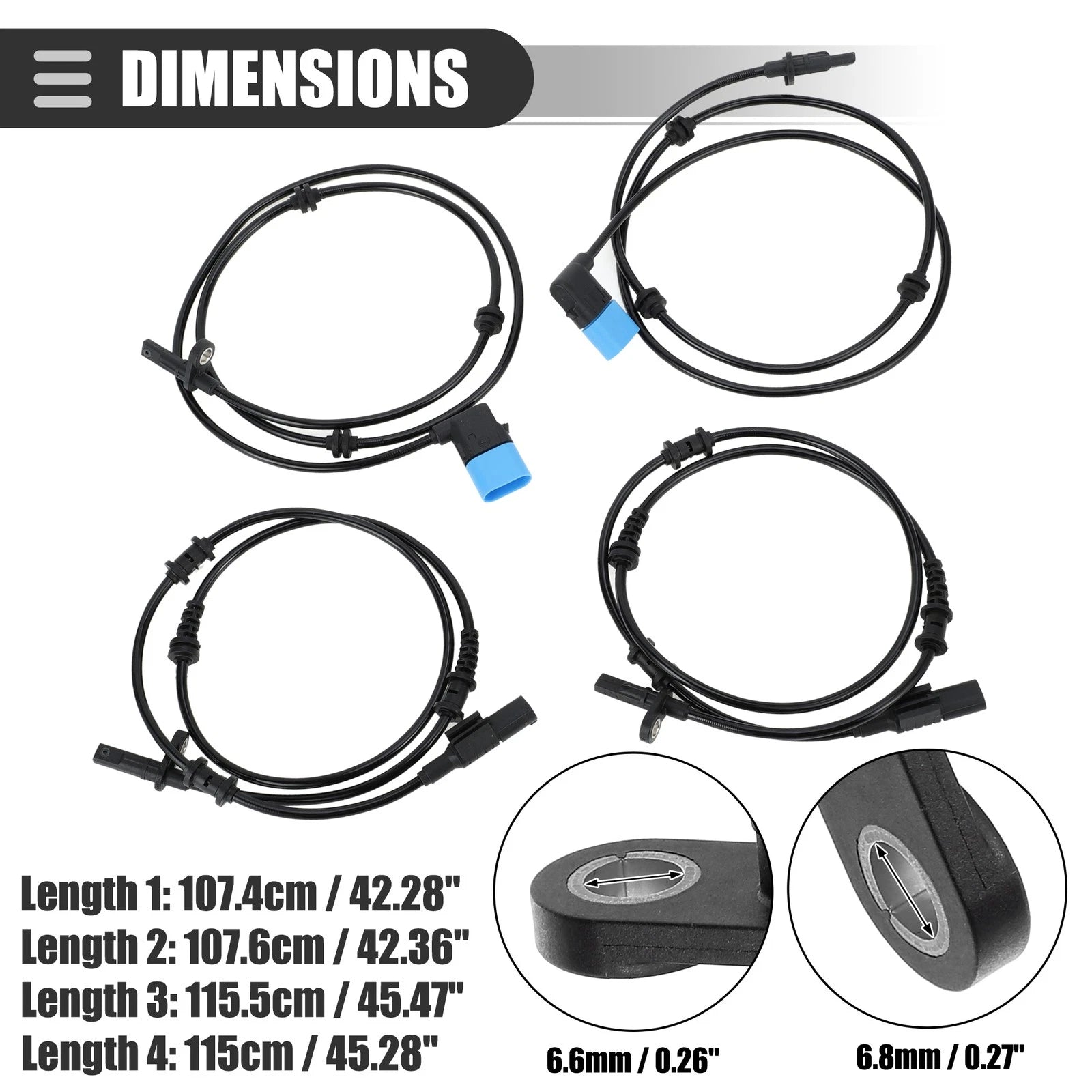 Set of 4 ABS Sensors for Mercedes-Benz CLA45 (No. 2465402510/2469059402)