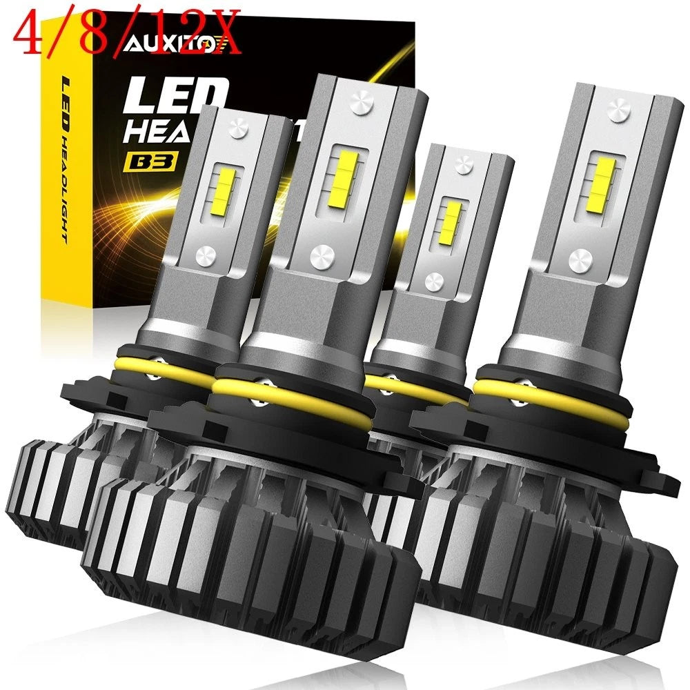 Set of 4 Fanless 9005 + 9006 LED Headlight Kit 40000 Lumens High Low Beam