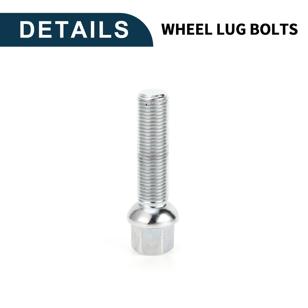 10 Pcs M14x1.5mm Ball Seat Wheel Lug Bolt 50mm Shank for Volkswagen Audi 
