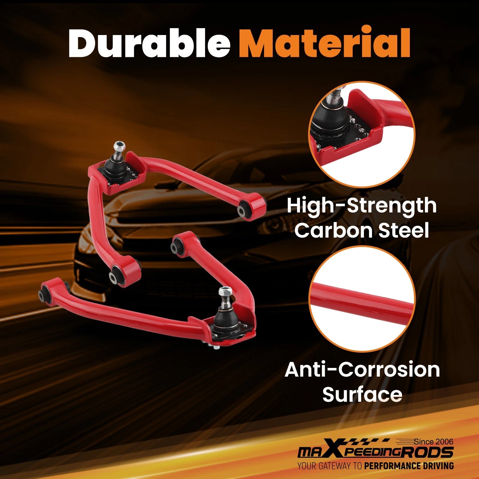 2X Adjustable Front Upper Camber Arms Kit for Nissan 350Z (2003-2009) Red