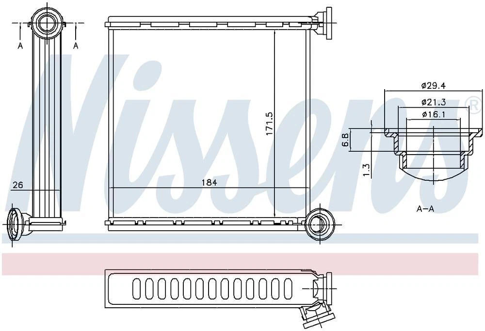 Nissens HVAC Heater Core 73980 for