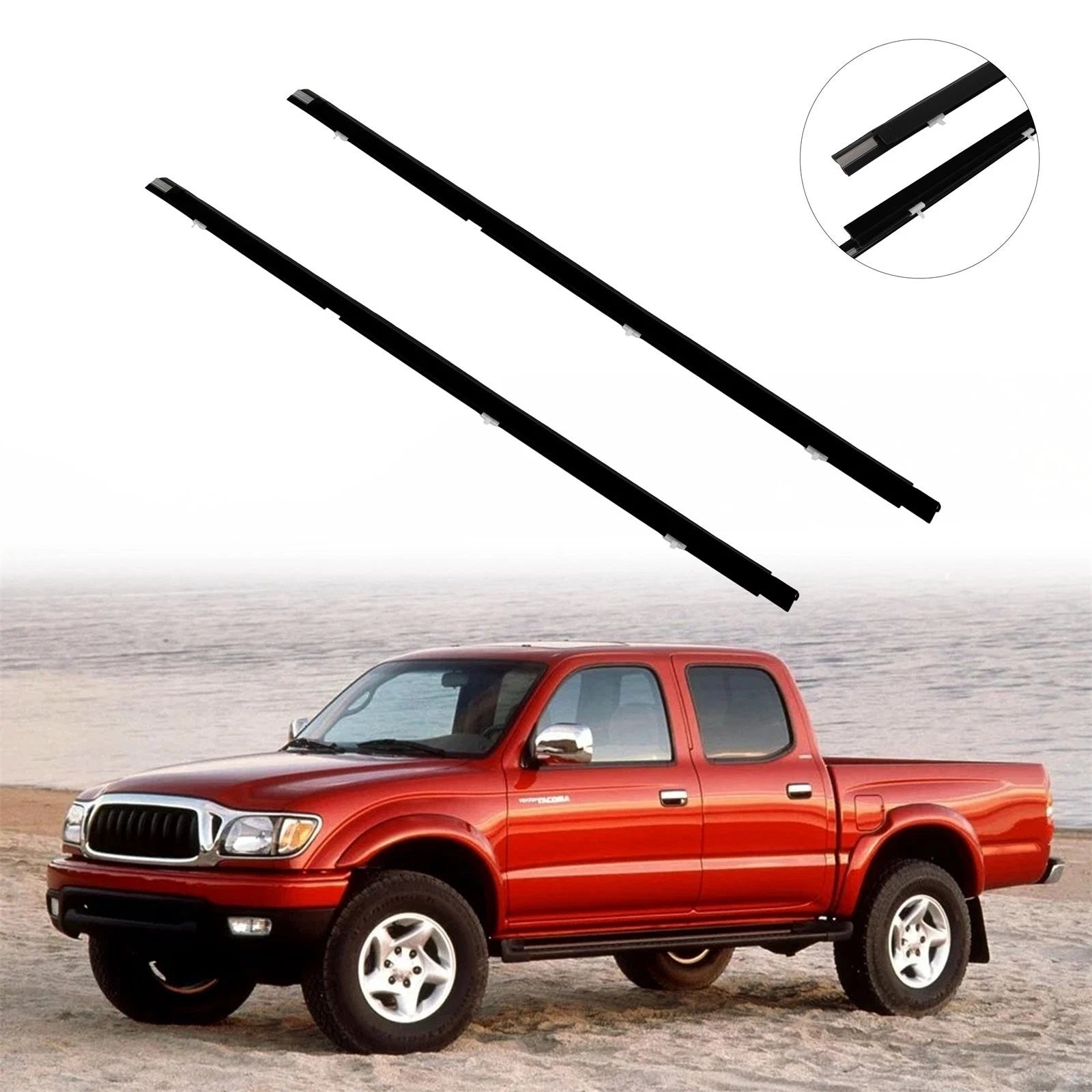 Pair Window Scraper Seal Belt Weatherstrip for Toyota Tacoma (1996–2003)
