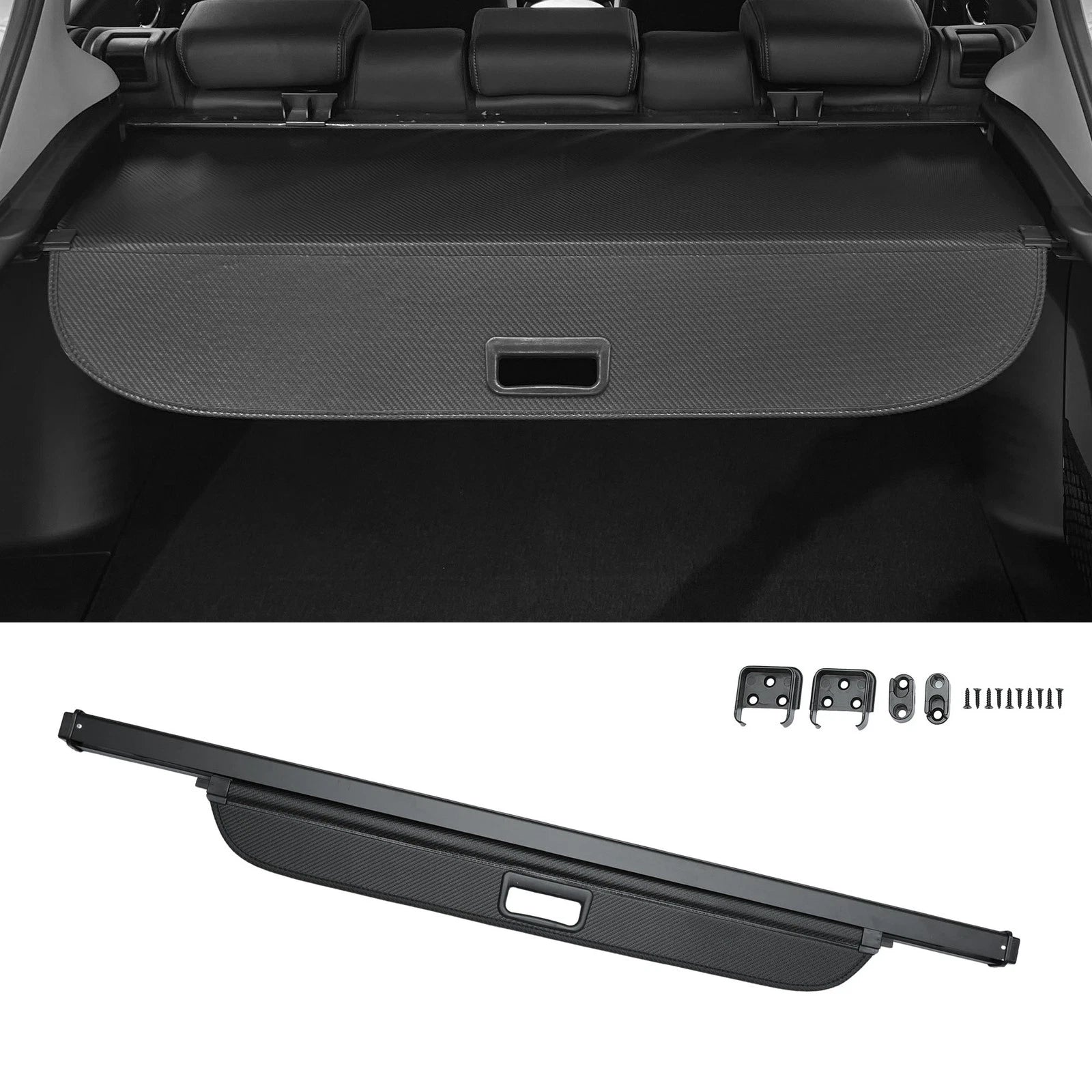 Retractable Cargo Cover for Kia Soul (2008–2013) - Carbon Fiber Pattern Black