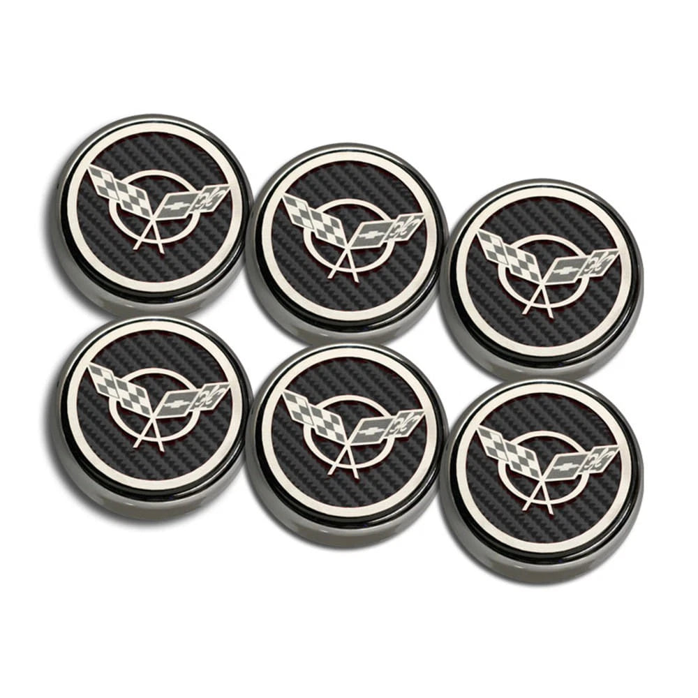 Chrome Cap Covers w/Green Carbon Fiber Inlay for 1997-2004 Chevy Corvette Manual