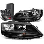 Pair of Black Housing Clear Side Headlights for Volkswagen Jetta (2011–2018)