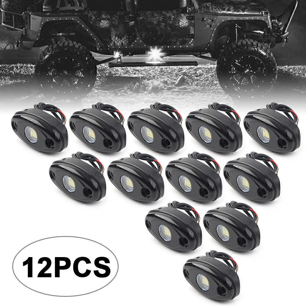 12PCS White 9W LED Engine Rock Light Kit for Jeep Truck SUV (Off-Road)