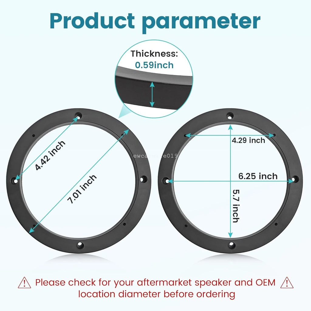 Set of 2 Speaker Spacer Rings for Custom Subwoofer Mounting (6.5")