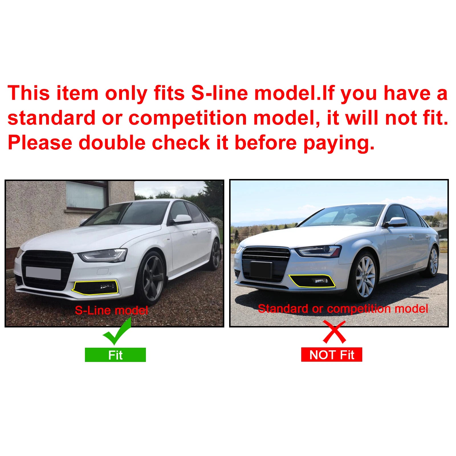 RS4 Style Fog Light Grill Cover for Audi A4 (2013–2016)
