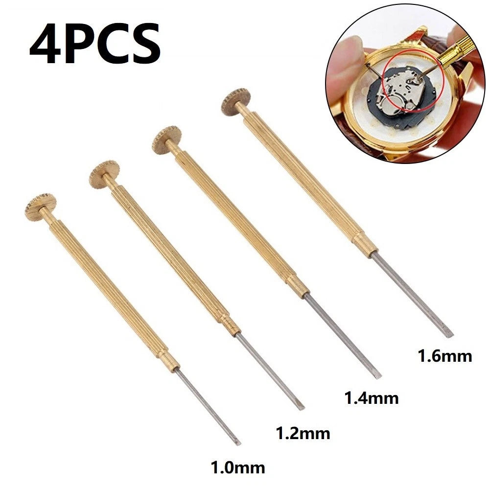 4X Screwdriver Set for Watch Repair - Copper Golden Finish