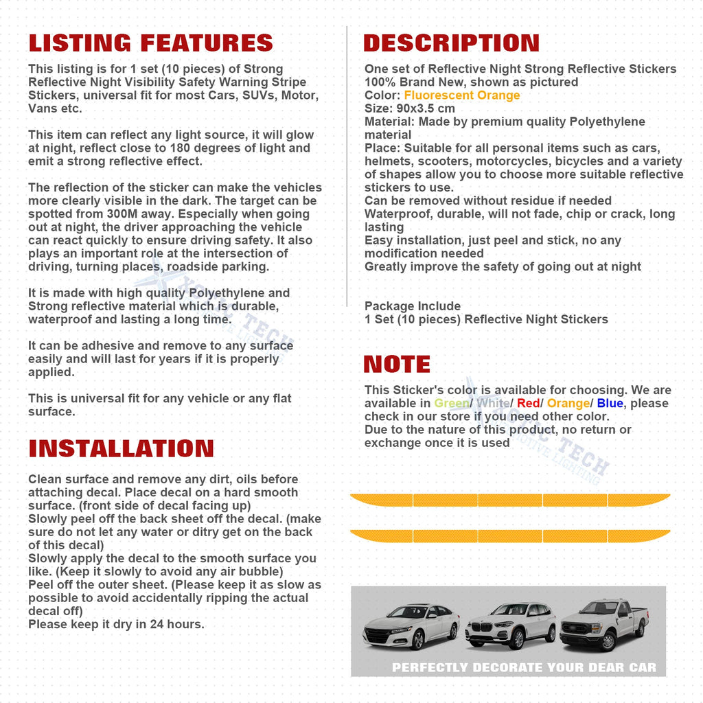 Reflective Warning Strip Tape for Car Truck Bumper (2000-2005)